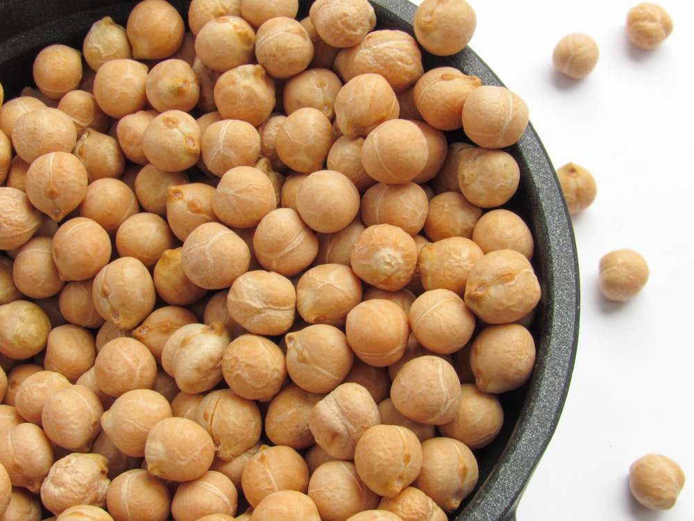 Tigela de grao-de-bico, alimento vegetal rico em proteina